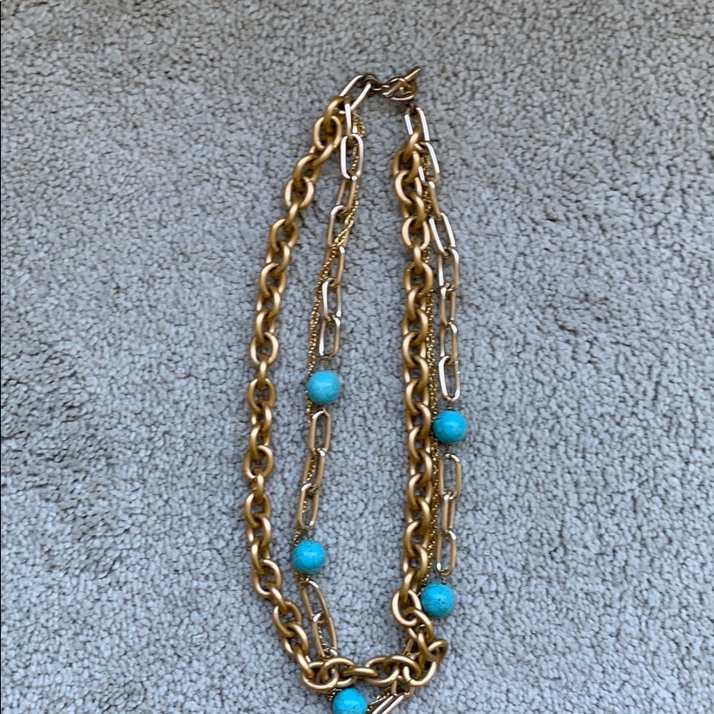 Funky 3-Chain and Turquoise Necklace